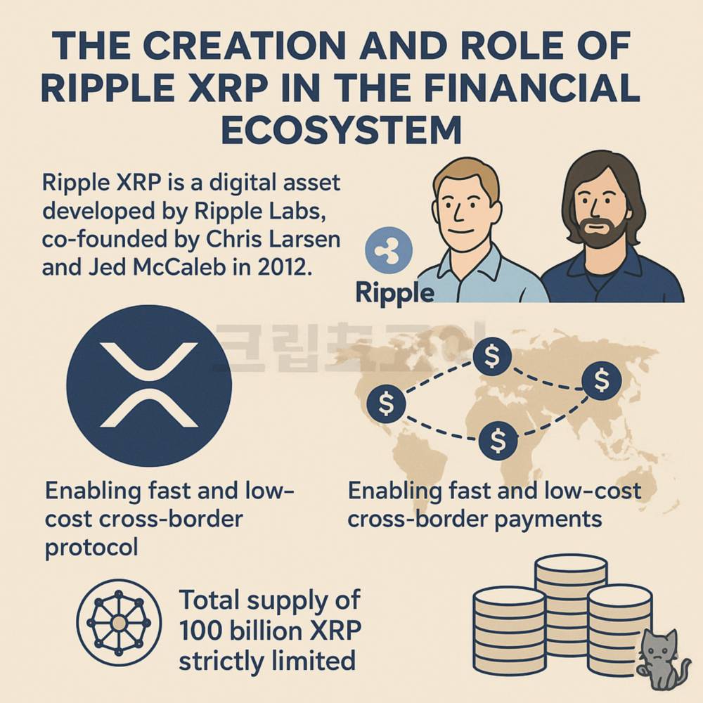 리플 XRP의 탄생과 역할을 설명하는 인포그래픽