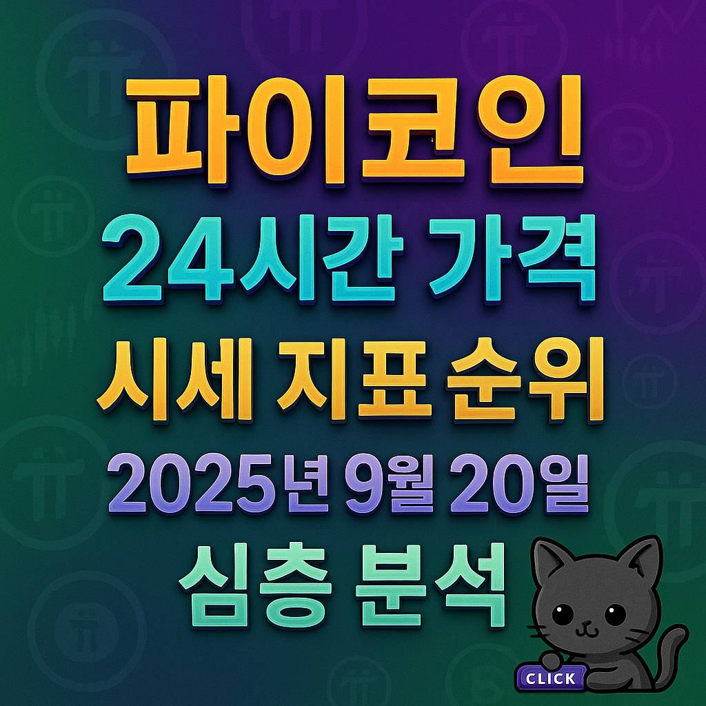 오늘 파이코인 24시간 가격 시세 지표 순위 2025년 9월 20일