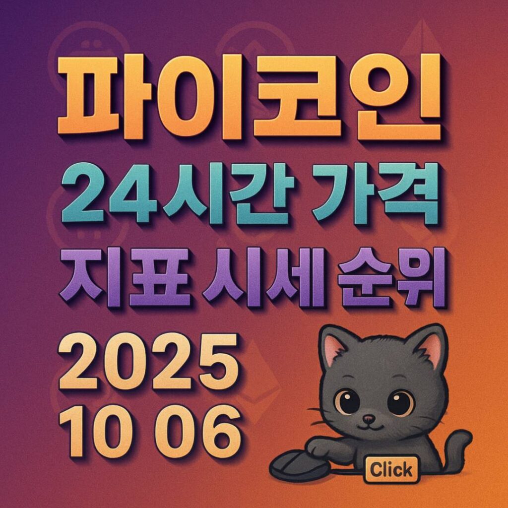 파이코인 24시간 가격과 지표 시세 순위를 강조한 디자인 포스터