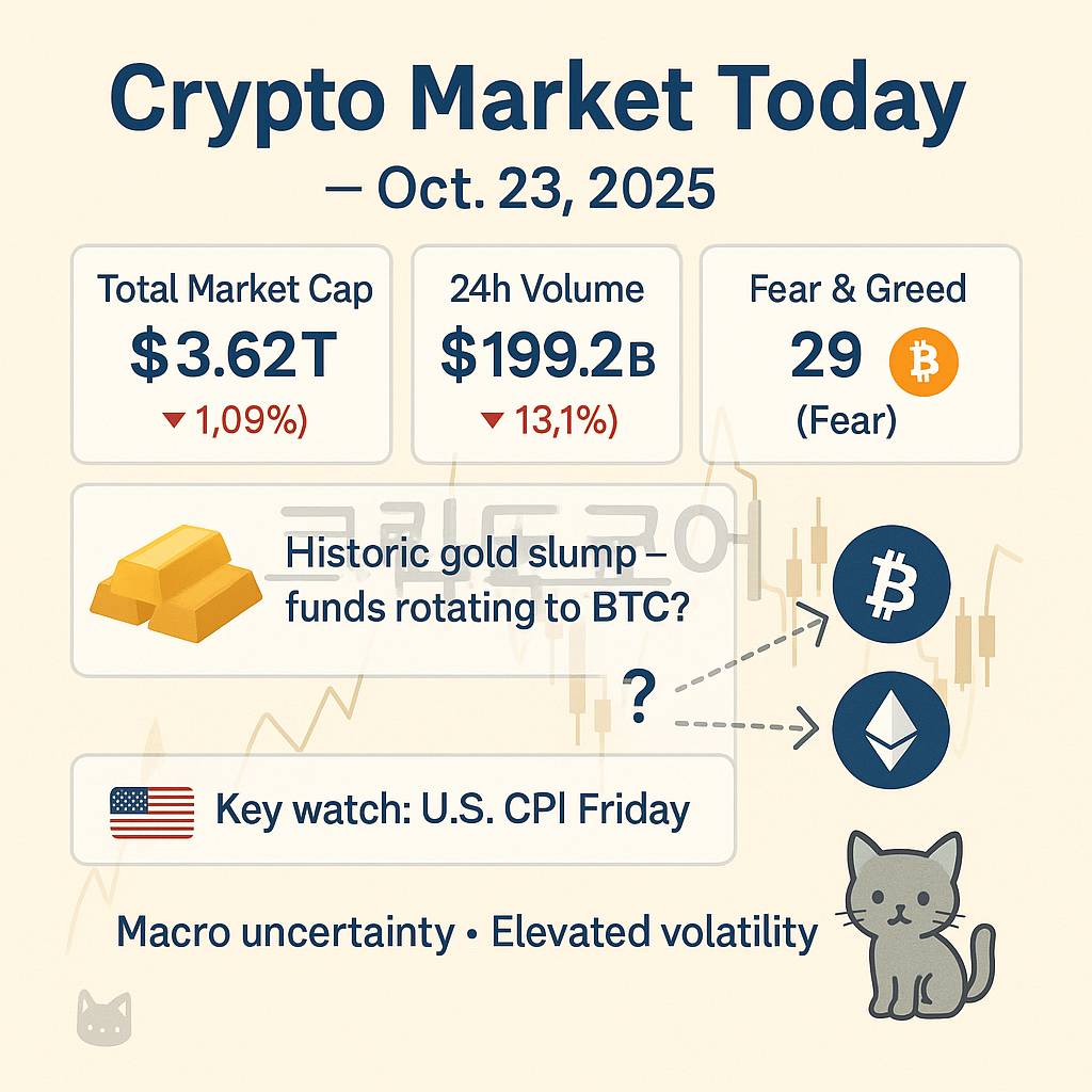 10월 23일 암호화폐 시장 요약 인포그래픽