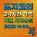 도지코인 시세 정보를 전하는 밝은 느낌의 이미지, 한국어 텍스트 중심