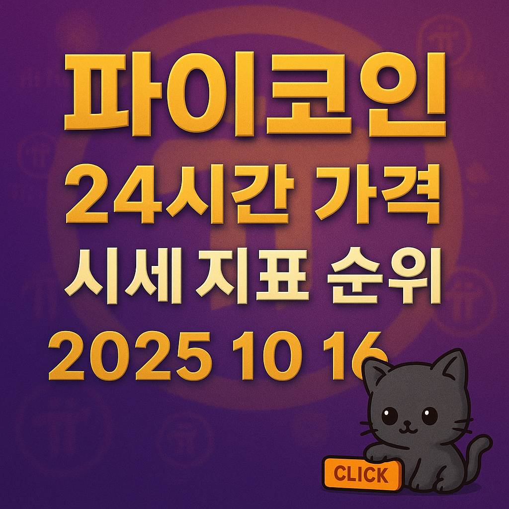 파이코인 24시간 가격 시세 지표 순위 2025 10 16 인포그래픽