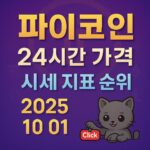 파이코인 24시간 가격 시세 지표를 요약한 이미지 디자인