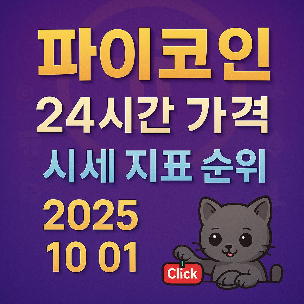 파이코인 24시간 가격 시세 지표를 요약한 이미지 디자인