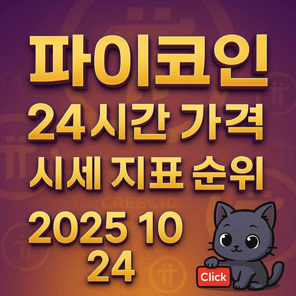 파이코인 24시간 가격 시세 지표 순위 2025 10 24