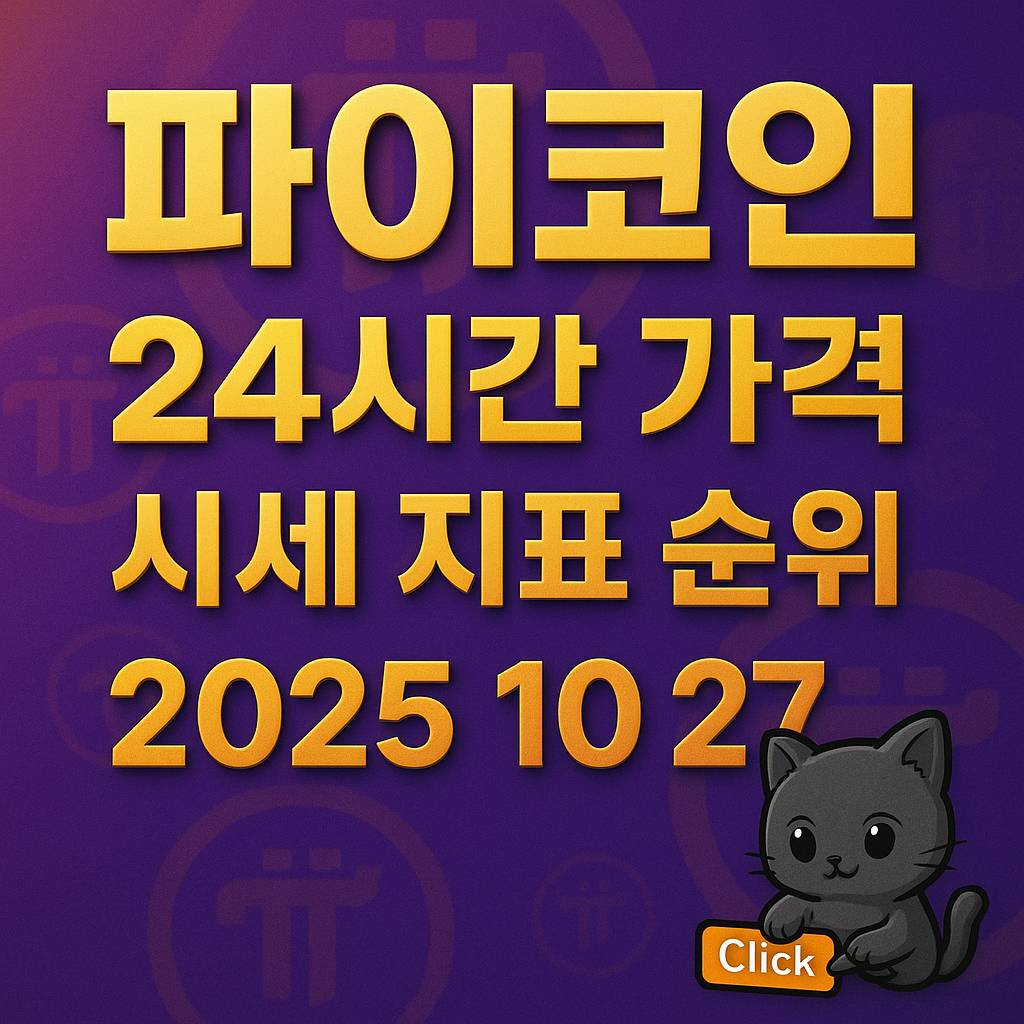 파이코인 24시간 가격·시세 지표 순위 2025 10 27 보라·골드 그라데이션 배경 1:1 인포그래픽