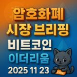 암호화폐 시장 브리핑 2025년 11월 23일 – 비트코인 이더리움 인포그래픽