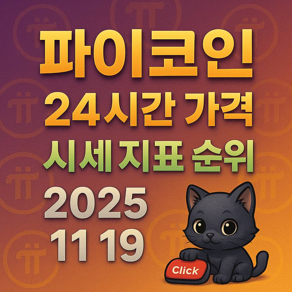 파이코인 24시간 가격 시세 지표 순위를 나타내는 2025년 11월 19일자 인포그래픽 디자인