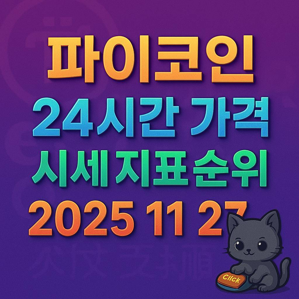 오늘 파이코인 24시간 가격 시세 지표 순위 2025년 11월 27일 텍스트 인포그래픽