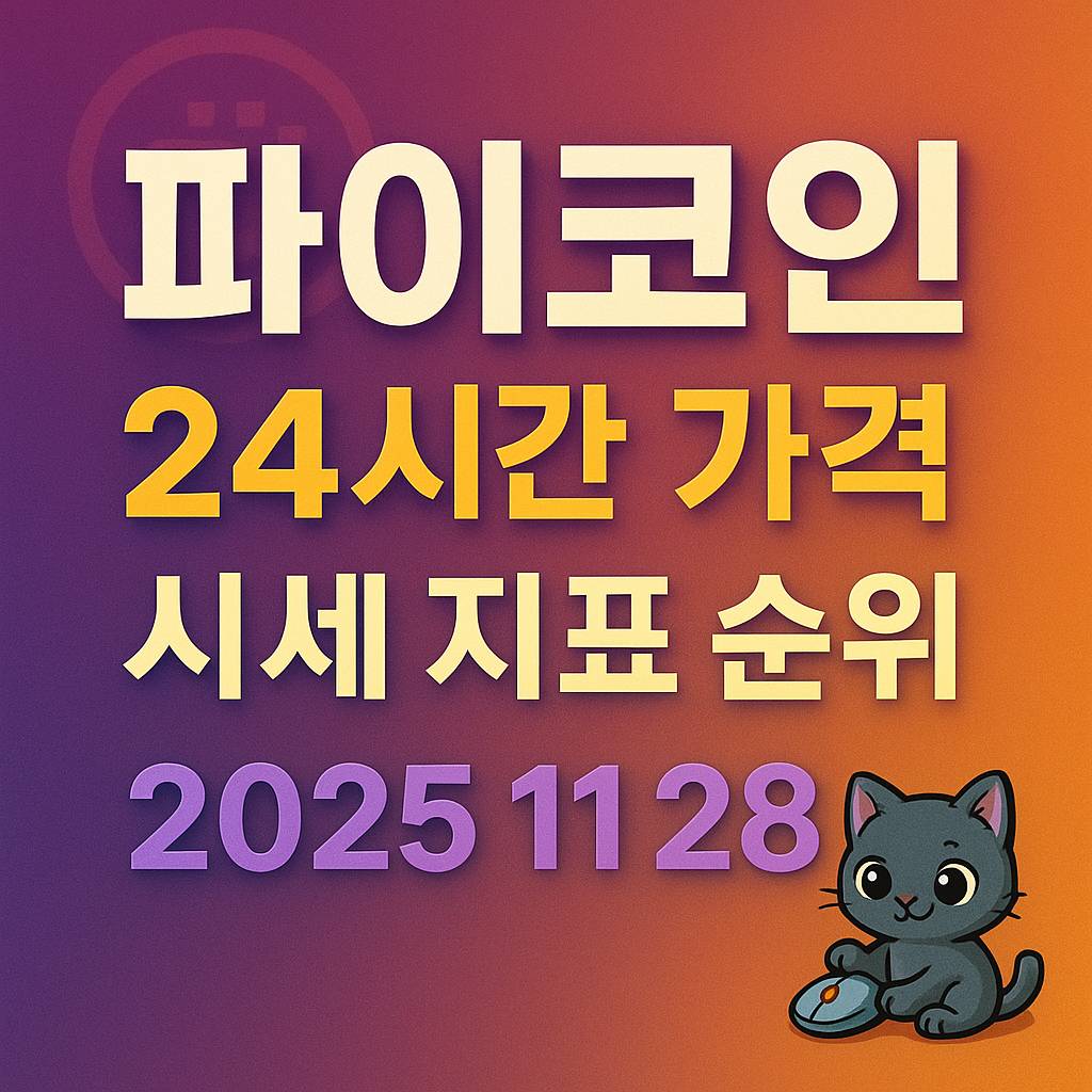 오늘 파이코인 24시간 가격 시세 지표 순위 2025년 11월 28일 메인 페이지 인포그래픽
