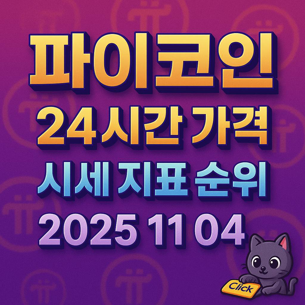 파이코인 24시간 가격·시세 지표 순위·2025 11 04를 강조한 1:1 썸네일