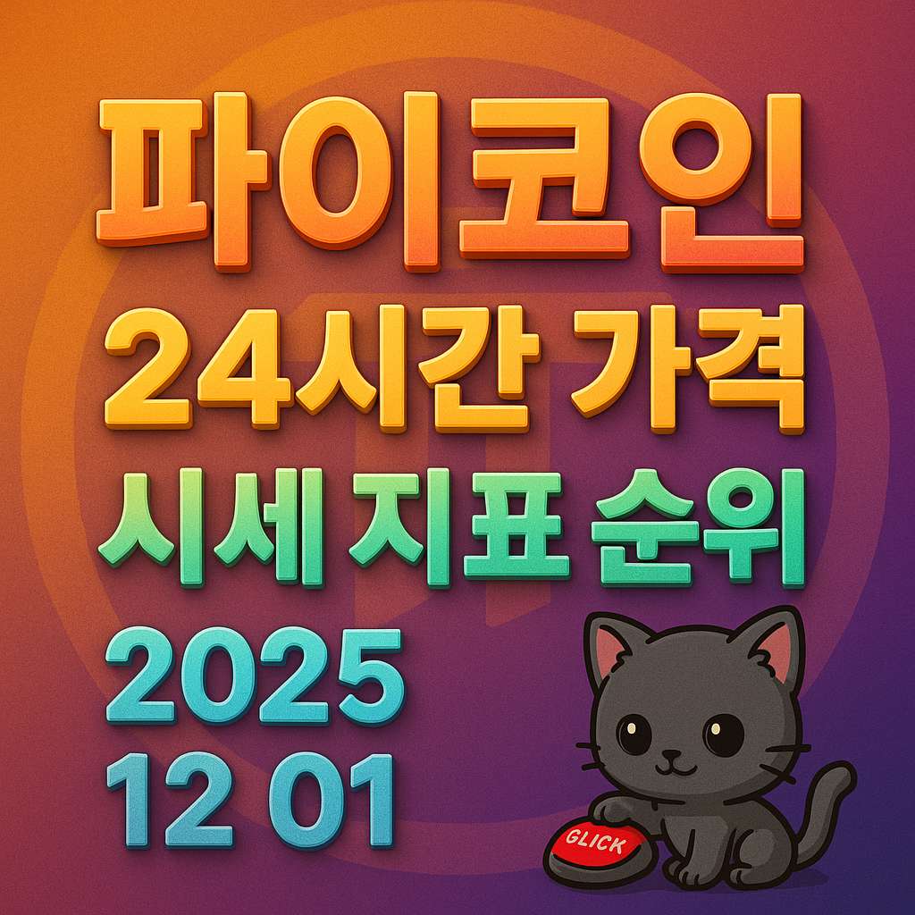 오늘 파이코인 24시간 가격 시세 지표 순위 2025년 12월 1일 메인 이미지 인포그래픽