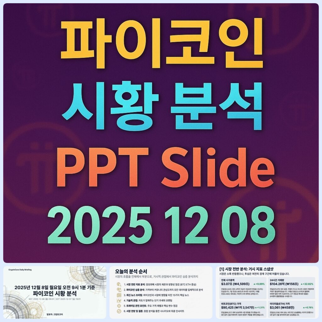 2025년 12월 8일 파이코인 시황 분석 슬라이드 메인 이미지 인포그래픽
