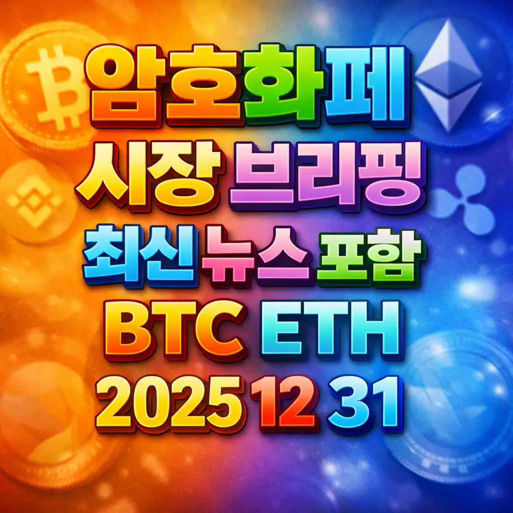 암호화폐 시장 브리핑 2025년 12월 31일 - 비트코인 이더리움 메인 이미지 인포그래픽