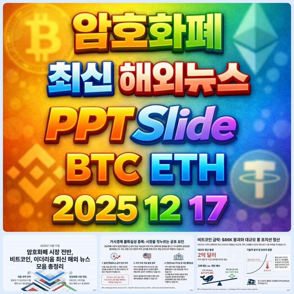 2025년 12월 17일 암호화폐 최신 해외 뉴스 총정리 슬라이드 – 비트코인 이더리움