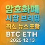 암호화폐 시장 브리핑 2025년 12월 13일 - 비트코인 이더리움 메인 이미지 인포그래픽