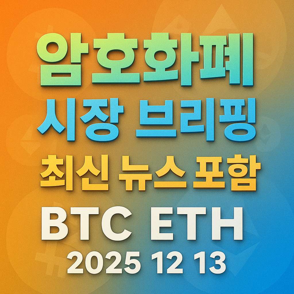 암호화폐 시장 브리핑 2025년 12월 13일 - 비트코인 이더리움 메인 이미지 인포그래픽