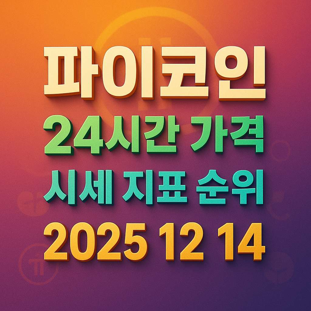 오늘 파이코인 24시간 가격 시세 지표 순위 2025년 12월 14일 메인 이미지 인포그래픽