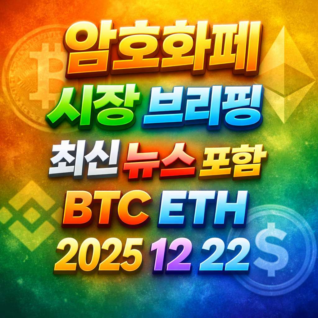 암호화폐 시장 브리핑 2025년 12월 22일 - 비트코인 이더리움 메인 이미지 인포그래픽