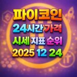 오늘 파이코인 24시간 가격 시세 지표 순위 2025년 12월 24일 메인 이미지 인포그래픽