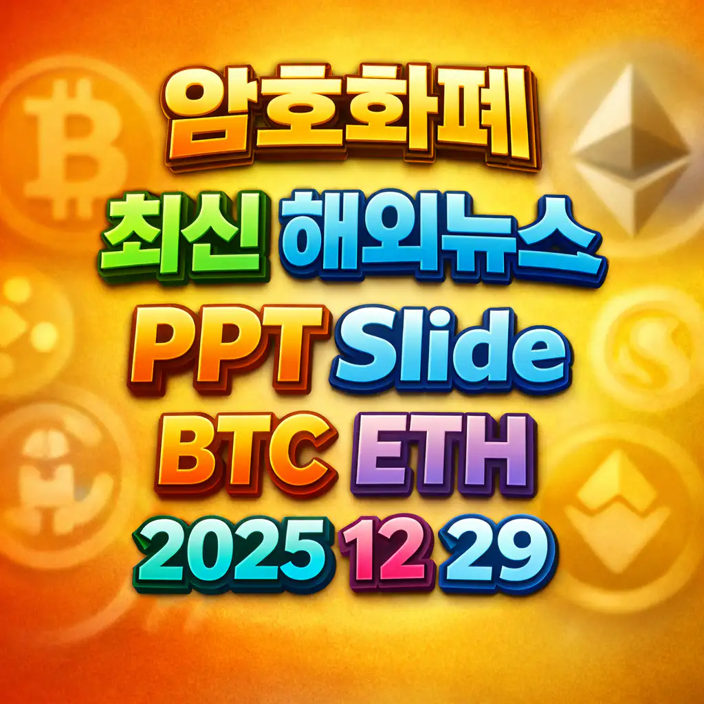 2025년 12월 29일 암호화폐 최신 해외 뉴스 총정리 슬라이드 – 비트코인 이더리움