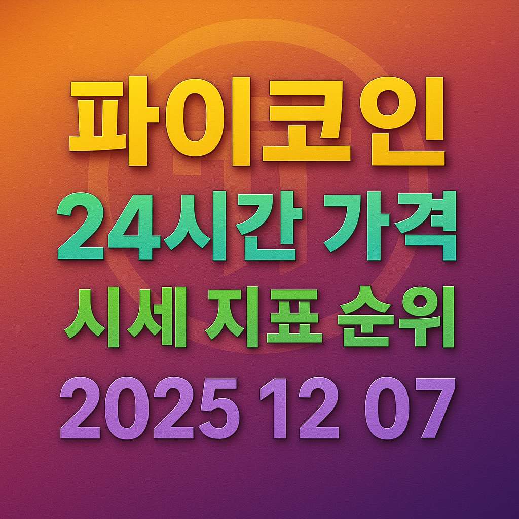 오늘 파이코인 24시간 가격 시세 지표 순위 2025년 12월 7일 인포그래픽