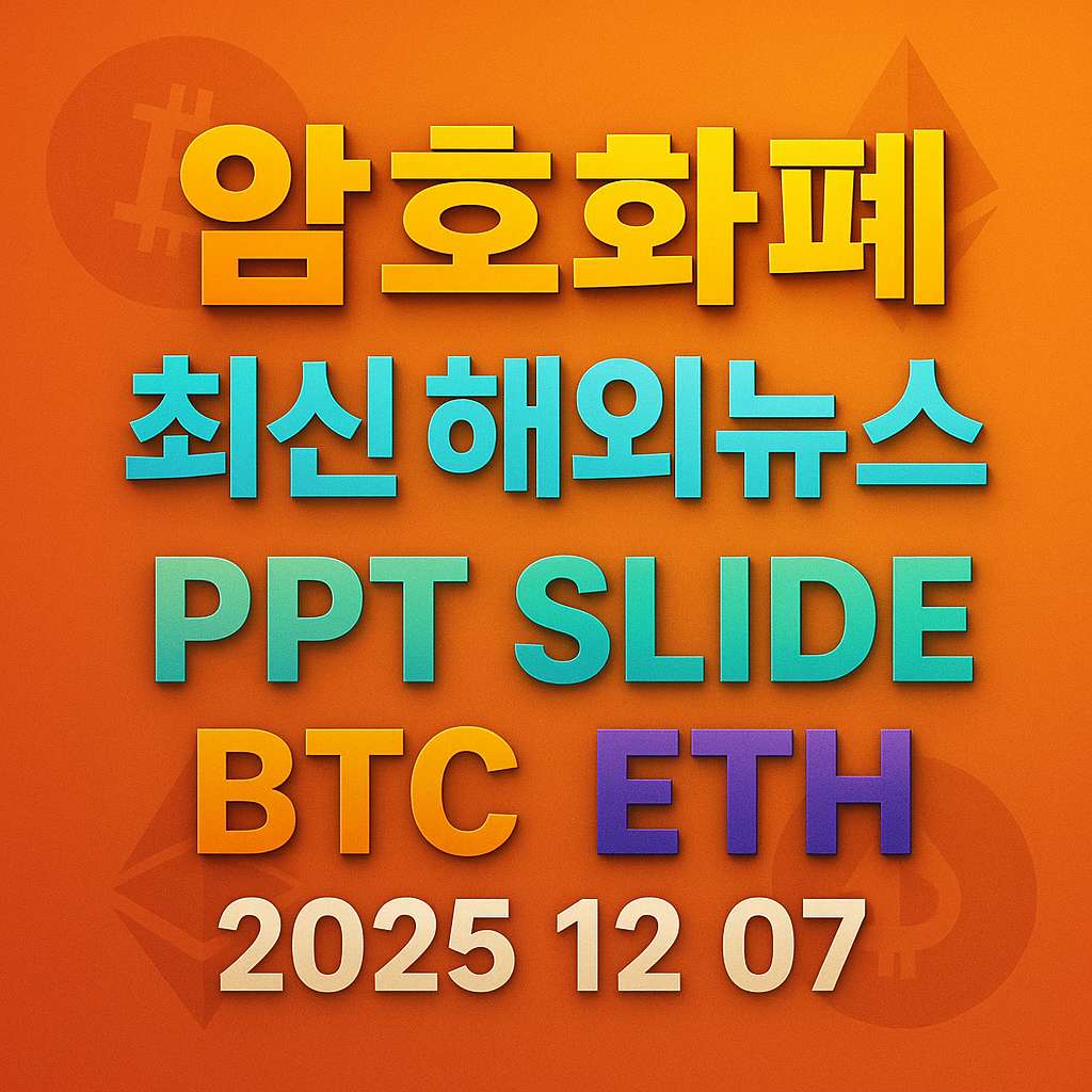 2025년 12월 7일 암호화폐 최신 해외 뉴스 총정리 PPT 슬라이드 – 비트코인 이더리움 메인 이미지 인포그래픽