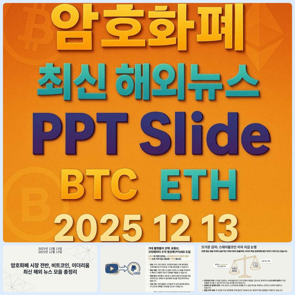 2025년 12월 13일 암호화폐 최신 해외 뉴스 총정리 슬라이드 – 비트코인 이더리움