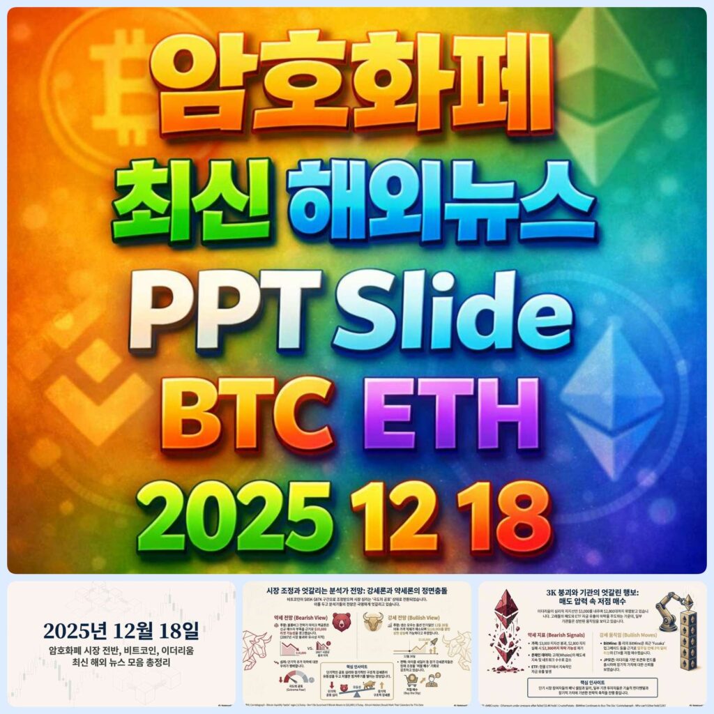 2025년 12월 18일 암호화폐 최신 해외 뉴스 총정리 슬라이드 – 비트코인 이더리움