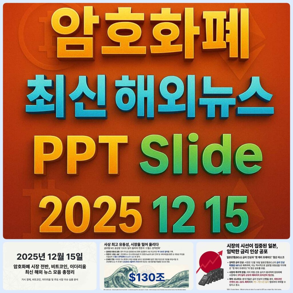 2025년 12월 15일 암호화폐 최신 해외 뉴스 총정리 슬라이드 – 비트코인 이더리움