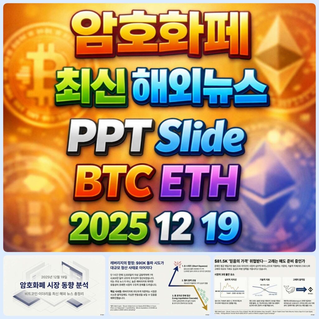 2025년 12월 19일 저녁 암호화폐 최신 해외 뉴스 총정리 슬라이드 – 비트코인 이더리움