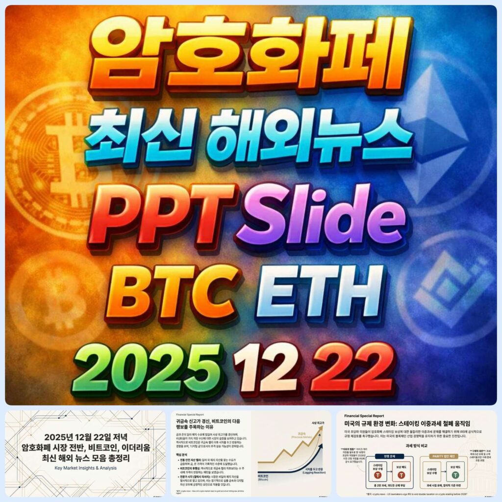 2025년 12월 22일 암호화폐 최신 해외 뉴스 총정리 슬라이드 – 비트코인 이더리움