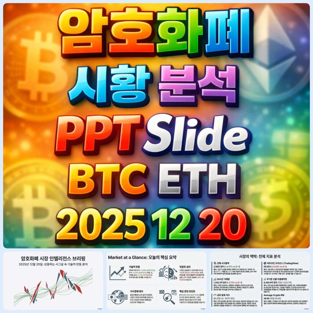 2025년 12월 20일 암호화폐 시황 분석 PPT 슬라이드 – 비트코인 이더리움