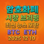 암호화폐 시장 브리핑 2025년 12월 10일 - 비트코인 이더리움 메인 이미지 인포그래픽