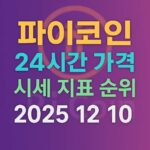 오늘 파이코인 24시간 가격 시세 지표 순위 2025년 12월 9일 메인 이미지 인포그래픽
