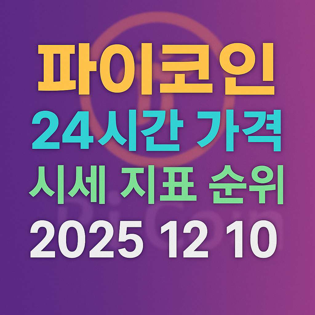 오늘 파이코인 24시간 가격 시세 지표 순위 2025년 12월 9일 메인 이미지 인포그래픽