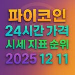 오늘 파이코인 24시간 가격 시세 지표 순위 2025년 12월 11일 메인 이미지 인포그래픽