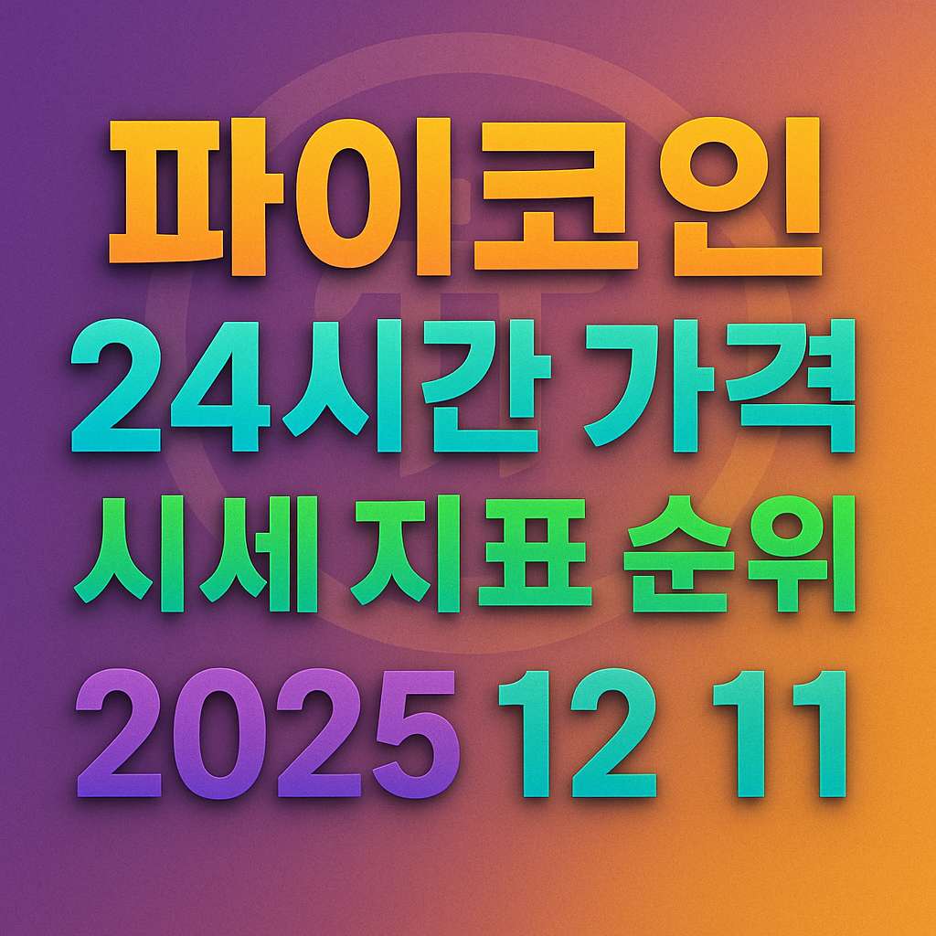 오늘 파이코인 24시간 가격 시세 지표 순위 2025년 12월 11일 메인 이미지 인포그래픽