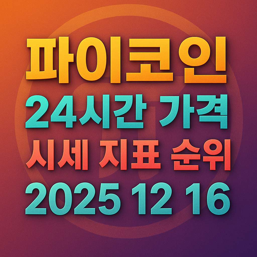 오늘 파이코인 24시간 가격 시세 지표 순위 2025년 12월 16일 메인 이미지 인포그래픽