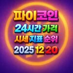 오늘 파이코인 24시간 가격 시세 지표 순위 2025년 12월 20일 메인 이미지 인포그래픽