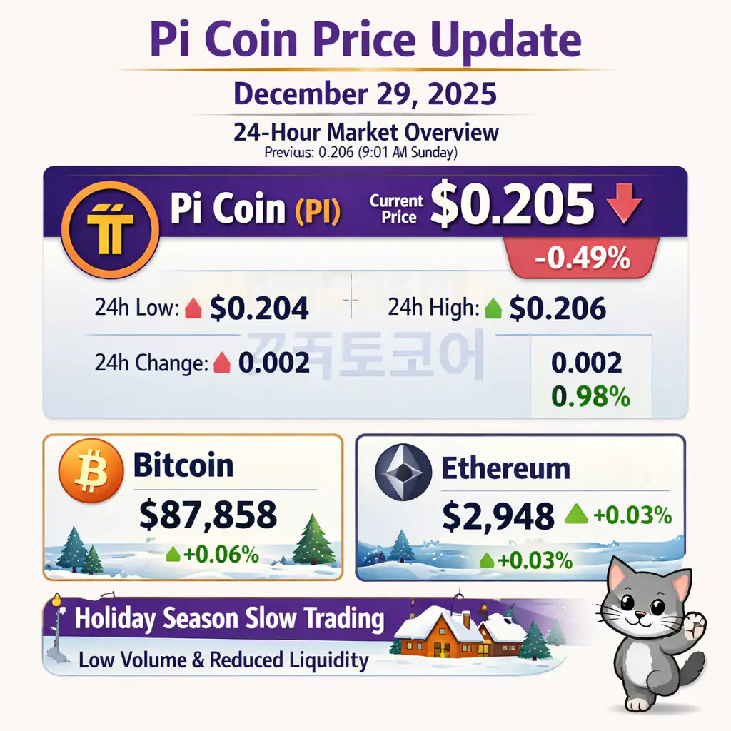 파이코인 24시간 가격 시세 지표 순위 2025년 12월 29일 가격 인포그래픽