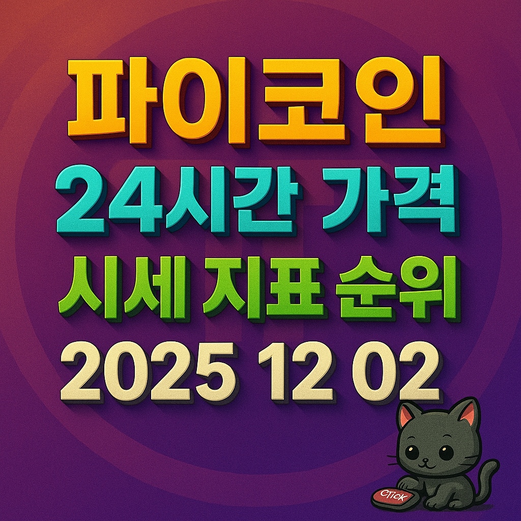 오늘 파이코인 24시간 가격 시세 지표 순위 2025년 12월 2일 인포그래픽