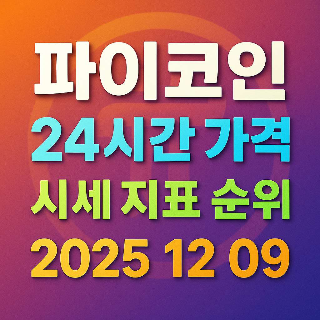오늘 파이코인 24시간 가격 시세 지표 순위 2025년 12월 9일 메인 이미지 인포그래픽