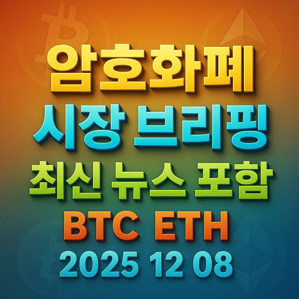 암호화폐 시장 브리핑 2025년 12월 08일 – 비트코인 이더리움 메인 이미지 인포그래픽