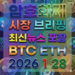 암호화폐 시장 브리핑 2026년 1월 28일 - 비트코인 이더리움 메인 이미지 인포그래픽