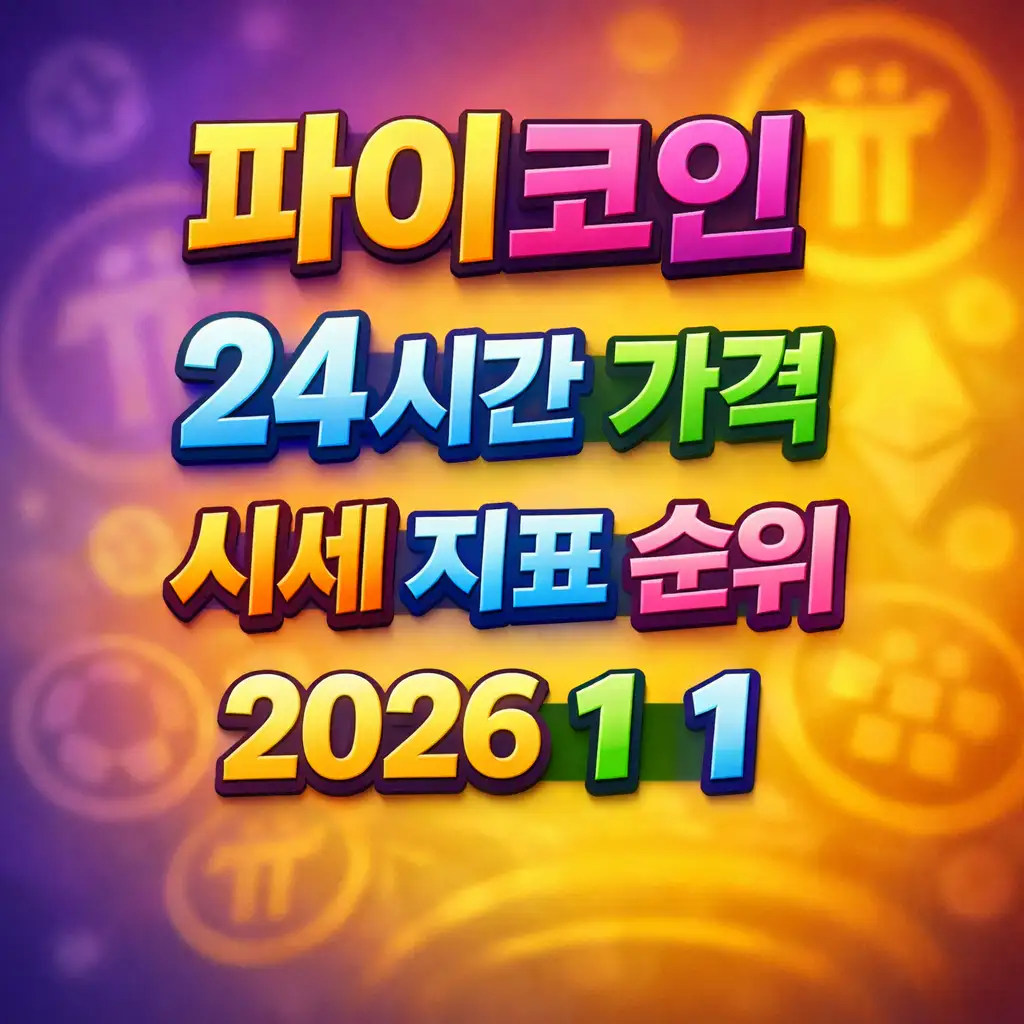 오늘 파이코인 24시간 가격 시세 지표 순위 2026년 1월 1일 메인 이미지 인포그래픽