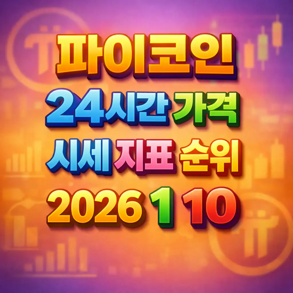 오늘 파이코인 24시간 가격 시세 지표 순위 2026년 1월 10일 메인 이미지 인포그래픽
