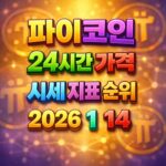 오늘 파이코인 24시간 가격 시세 지표 순위 2026년 1월 14일 메인 이미지 인포그래픽