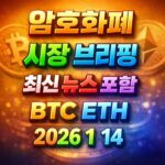 암호화폐 시장 브리핑 2026년 1월 14일 - 비트코인 이더리움 메인 이미지 인포그래픽
