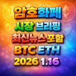 암호화폐 시장 브리핑 2026년 1월 16일 - 비트코인 이더리움 메인 이미지 인포그래픽